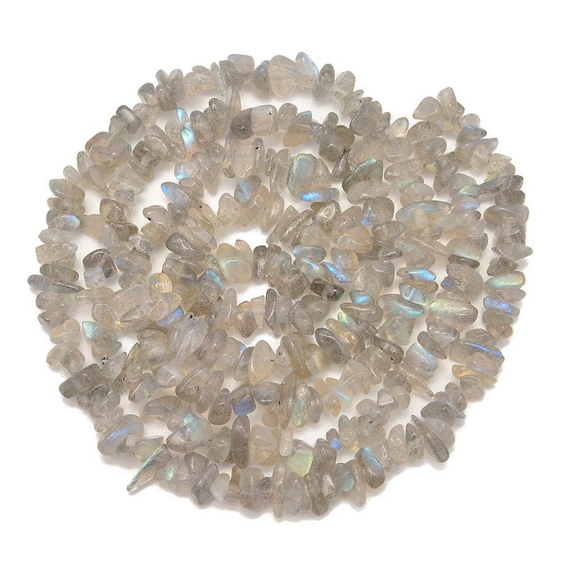 PLTbeads 5-8mm Natral Healing Gemstone Waist Bracelets Necklace Kit Irregular Stone DIY Crafts Design Jewelry Making 1 Strand per Bag Approxi 34 inch (Labradorite Chips) - Image 3